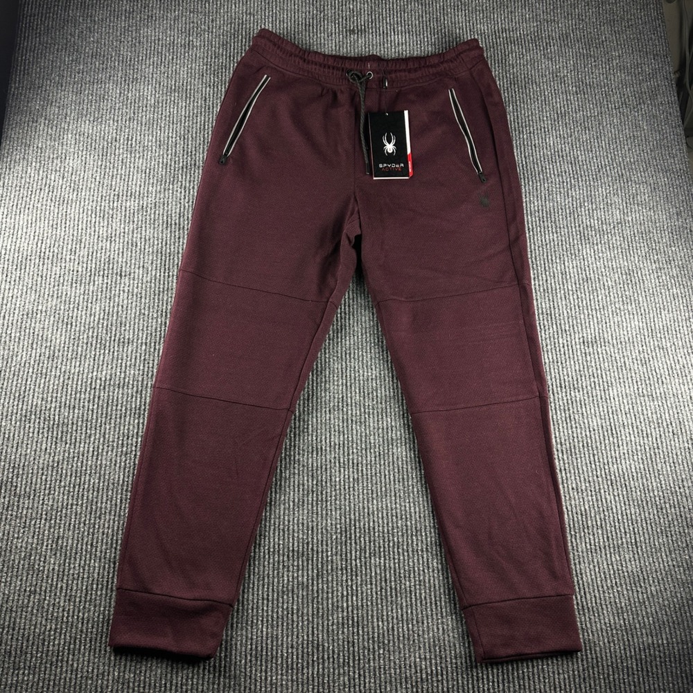 Spyder Active Mens Joggers Burgundy Heather Athletic Pants SPM701R2D Large NWT